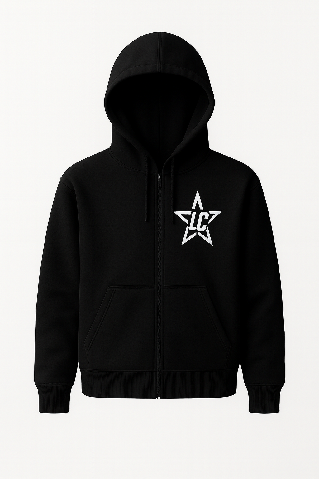 Black Plain Hoodie - Zipped